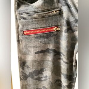 Men's Camo Slim Jeans with Red Zip Accent